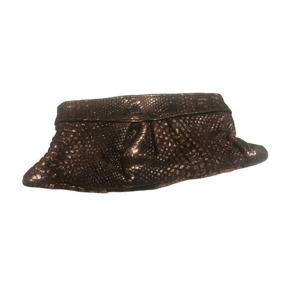 Lauren Merkin Brown Reptile Snakeskin Alligator Print Clutch - Picture 2 of 5
